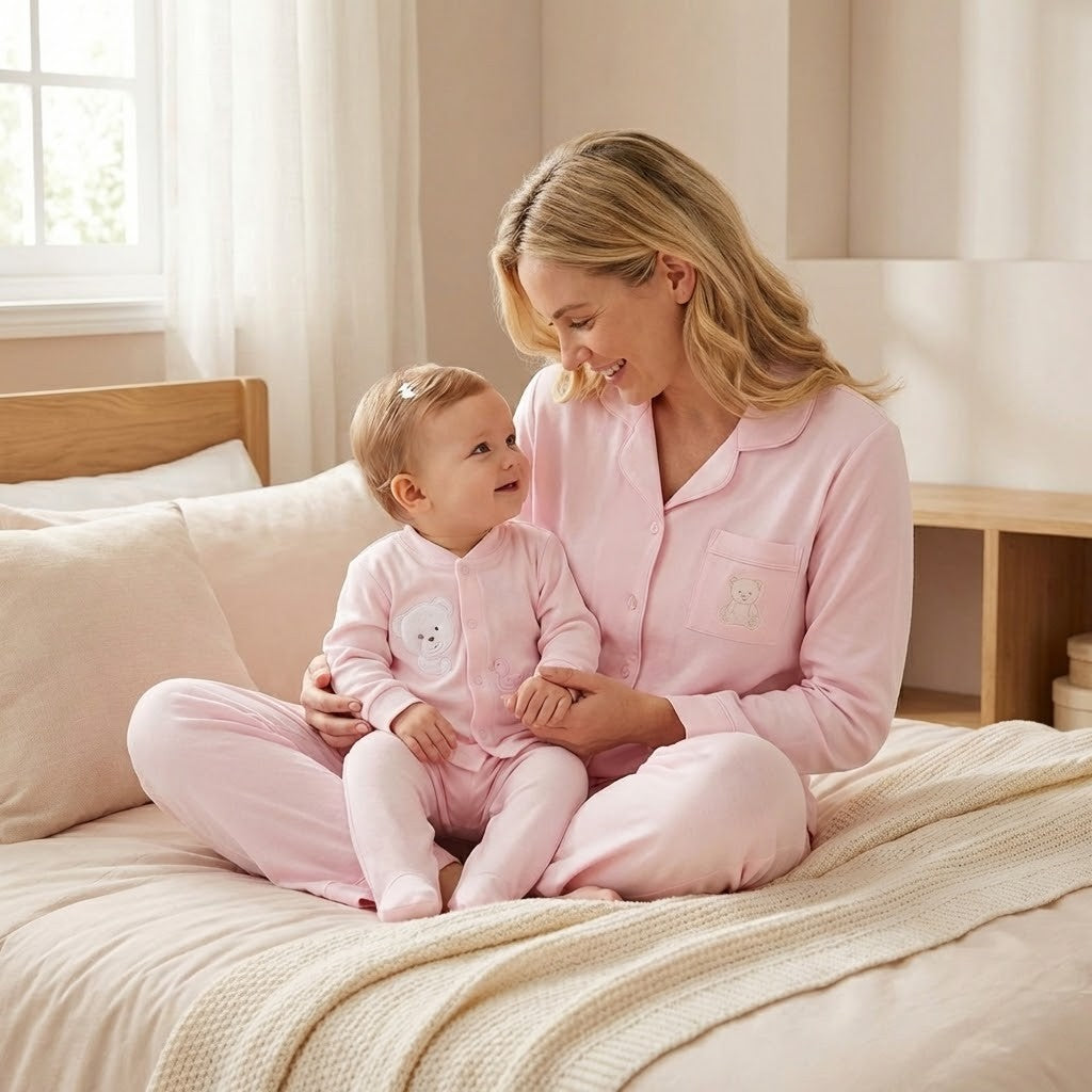 מארז פיג'מה זוגי לאמא ולתינוק - ורוד