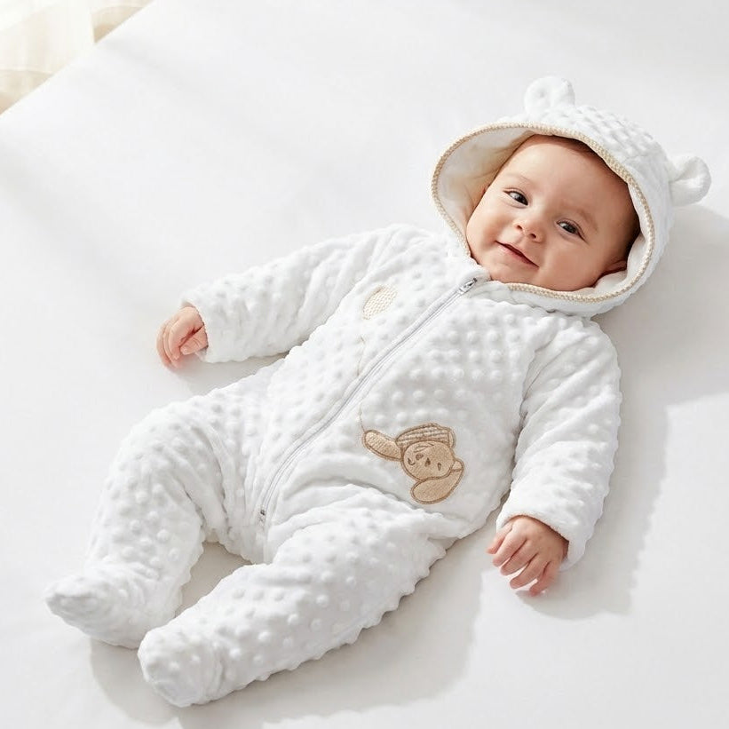 אוברול בועות- לבן&בז'