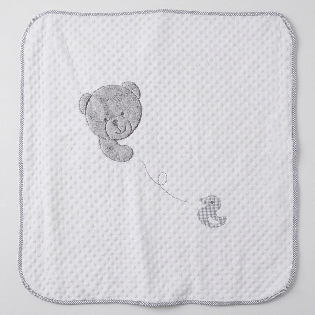 שמיכת גוף רכה לתינוק - לבן&אפור בועות
