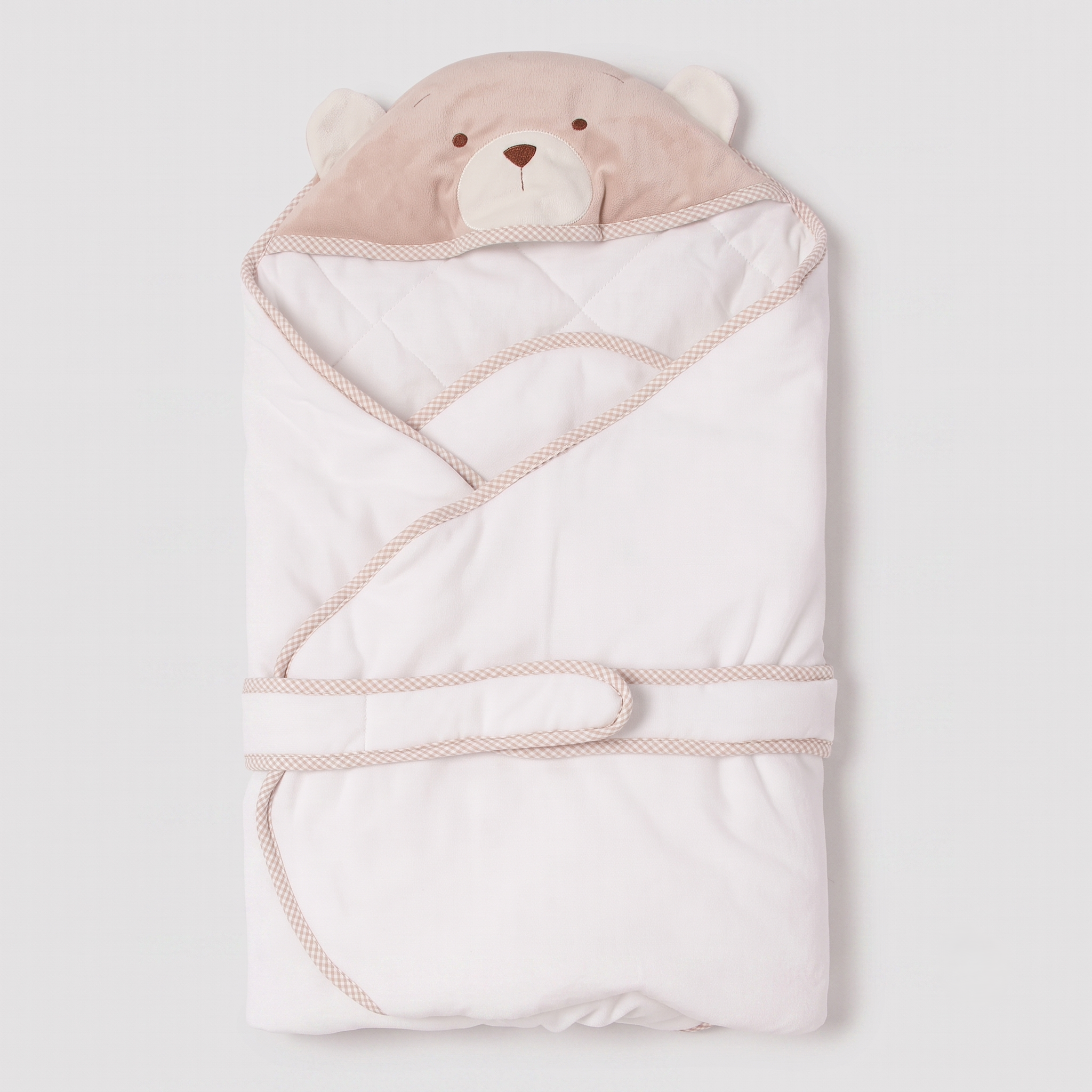 BEAR HOODED BLANKET + HAT - BEIGE