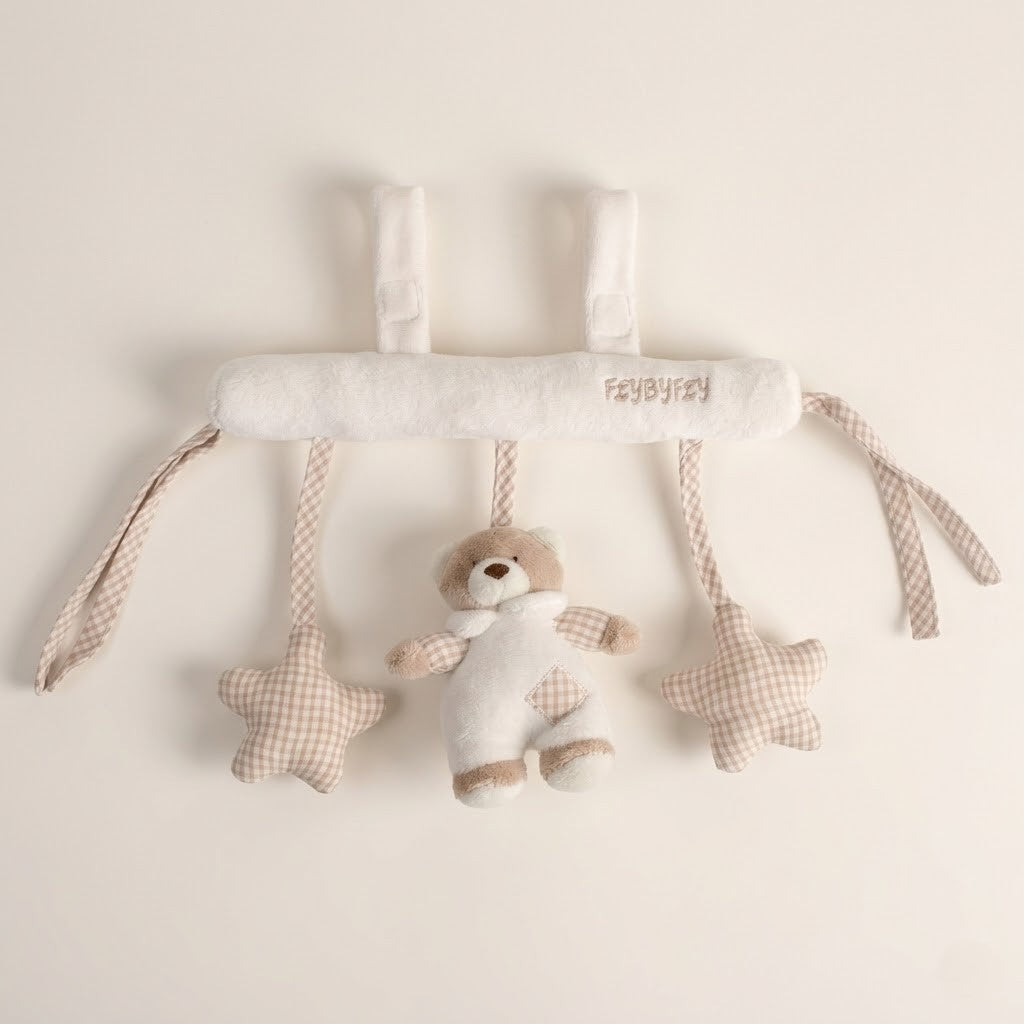 HANGING BEAR SHAKY RATTLE STAR - BEIGE