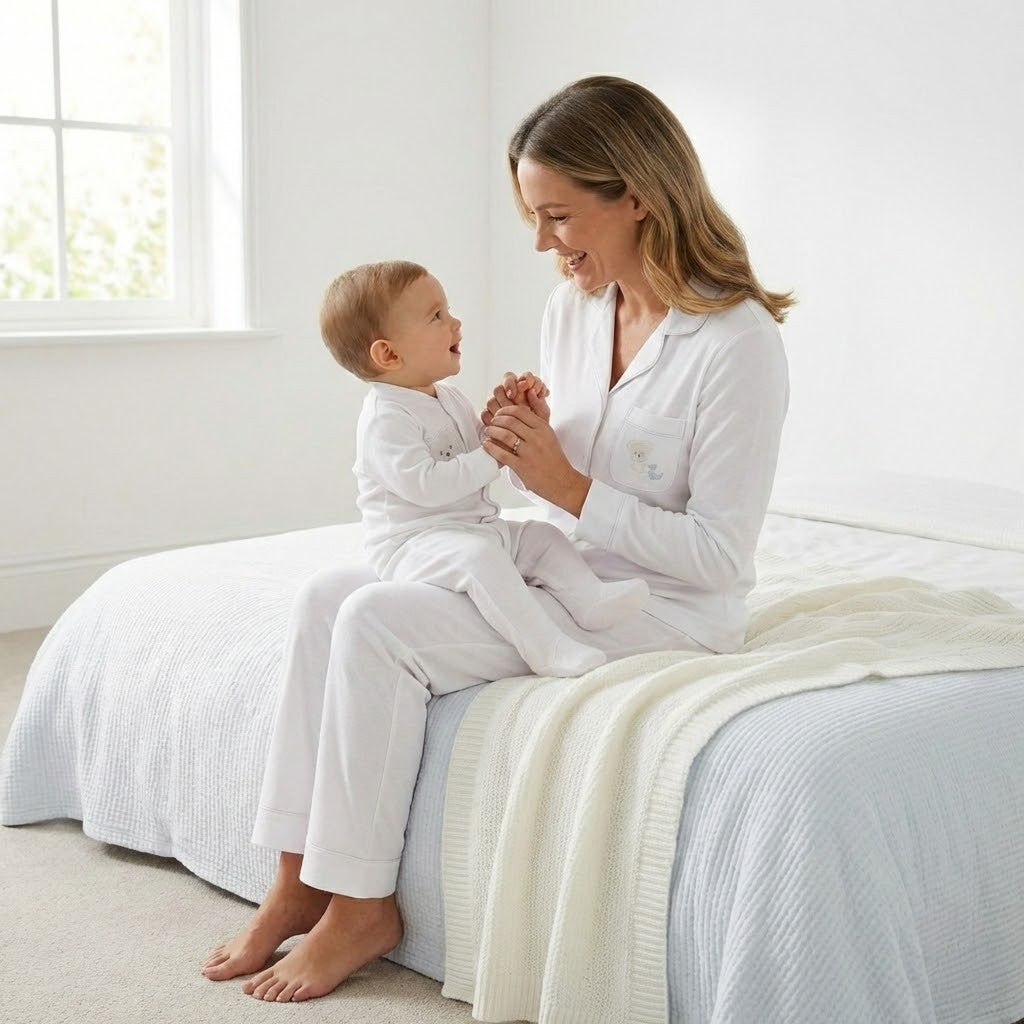 מארז פיג'מה זוגי לאמא ולתינוק - לבן