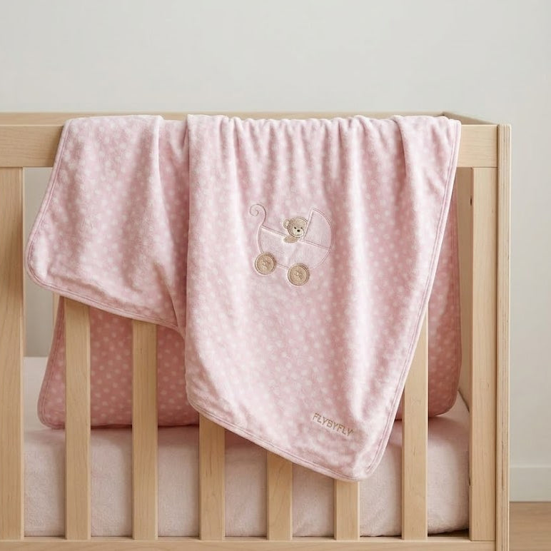 שמיכה רכה ומחממת במיוחד לעריסה/עגלה  - ורוד