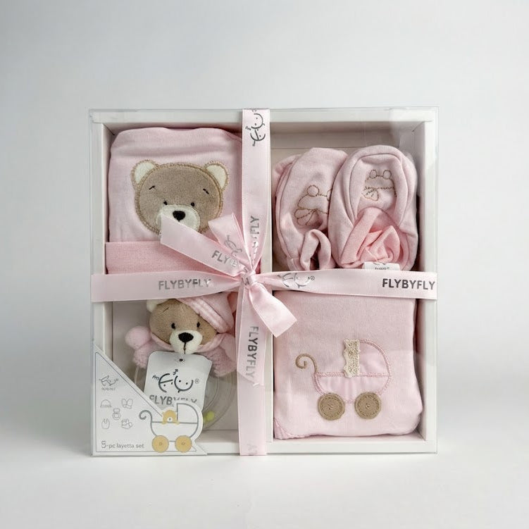 סט לתינוק - 5 חלקים -ורוד