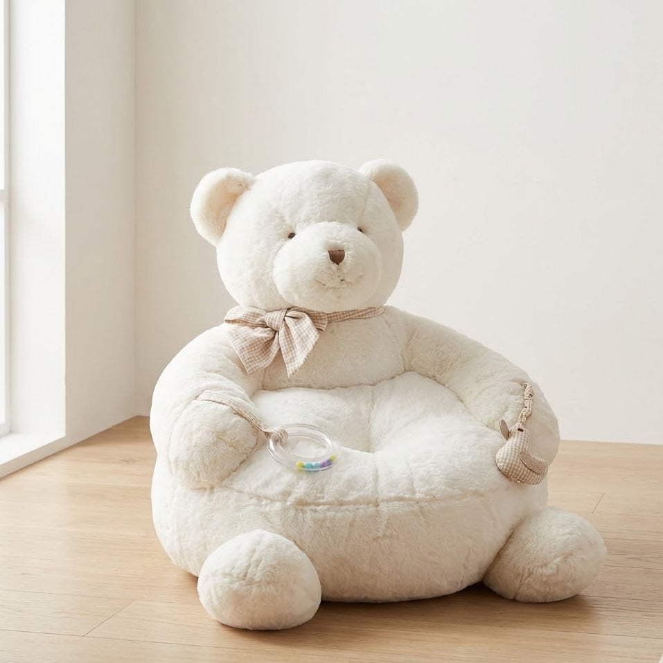 כורסא דובי לילדים XL -לבן & בז'