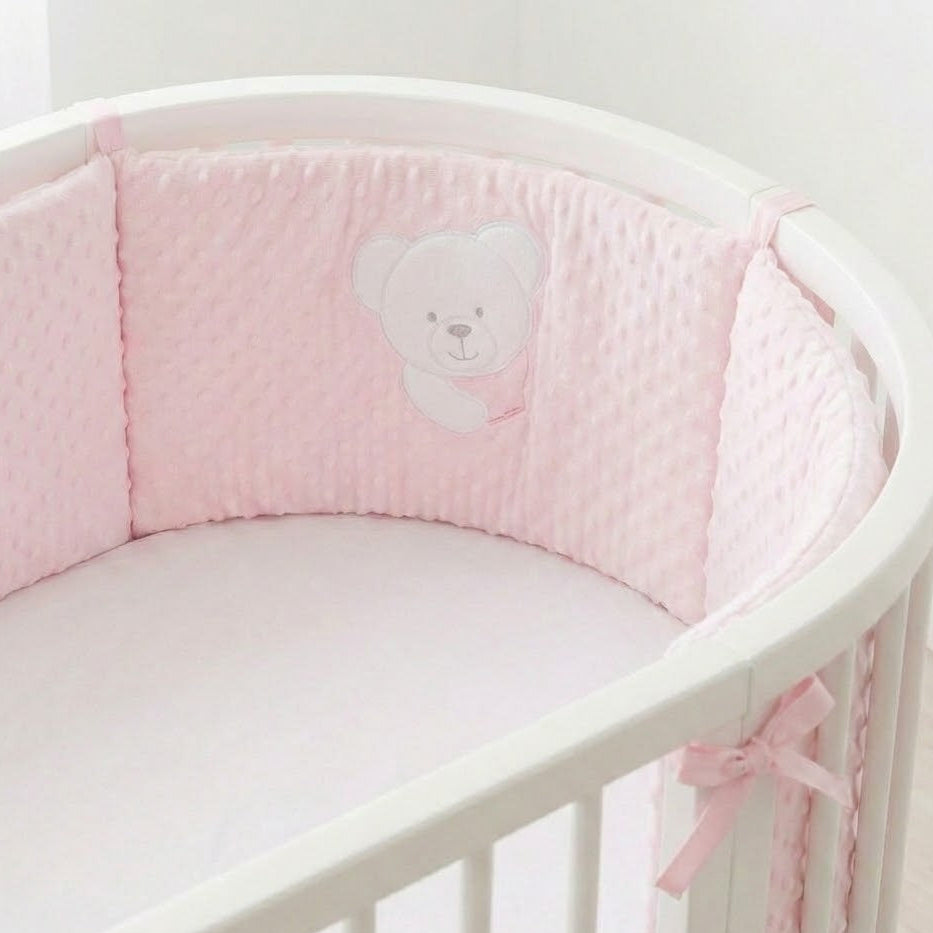 מגן ראש ומיטה מלא - ורוד בועות