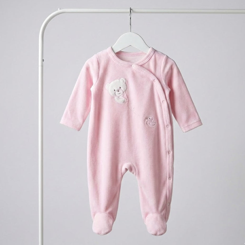 אוברול קטיפה רך במיוחד - ורוד